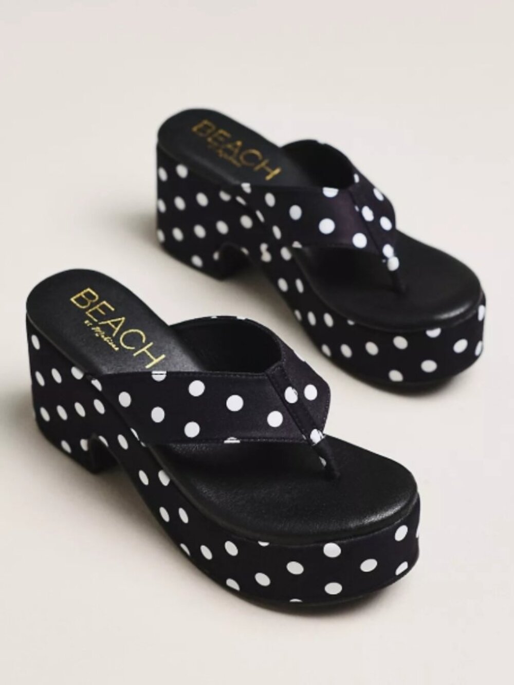 NWT Anthropologie Matisse Bonnie Platform Flip-Flop Sandals Polka Dot